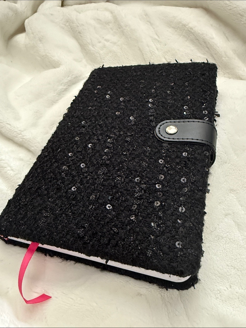 Black Sequin Faux-Leather Closure 150 Lined Sheets Journal
